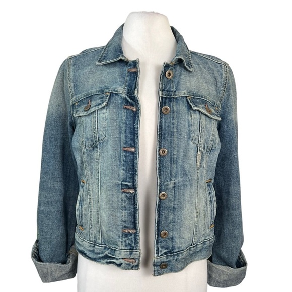 Vintage Y2K RL Polo Jeans Co. Lydia Shrunken Style Distressed Denim Jean Jacket - Picture 2 of 11